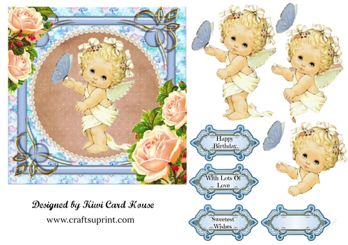 Baby Angel Decoupage Card Front