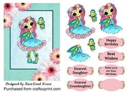 Daisy Dolly Decoupage Card Front