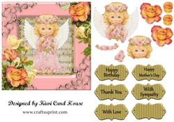 Baby Angel Rose Decoupage Card Front