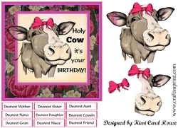 Holy Cow Decoupage Birthday Card Front