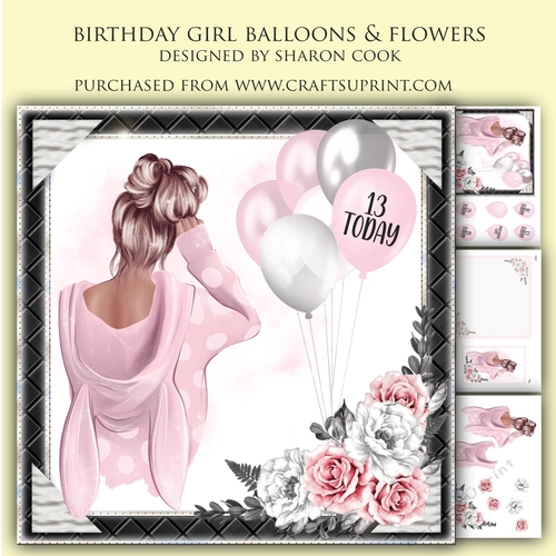 Birthday Girl, Balloons & Flowers