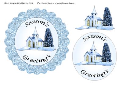 Xmas Doily Framed Church