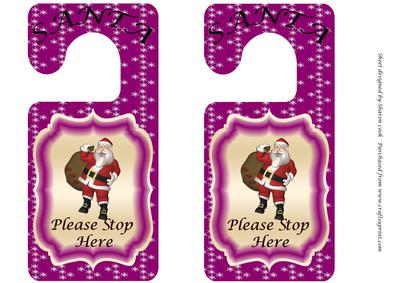 Pink Santa Door Hanger