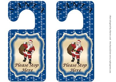 Blue Santa Door Hanger