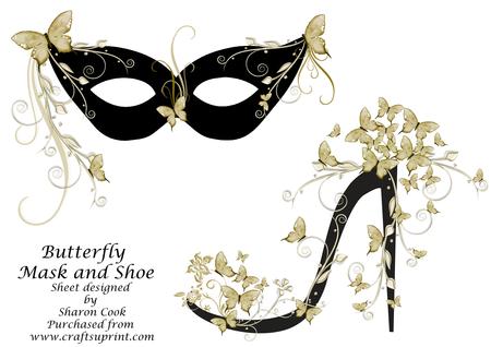 Gold Butterfly Mask and Shoe