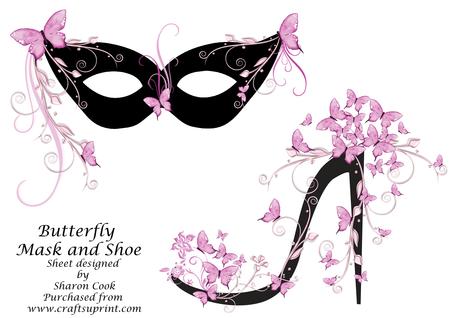 Pink Butterfly Mask and Shoe