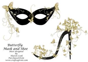 Gold Butterfly Mask and Shoe