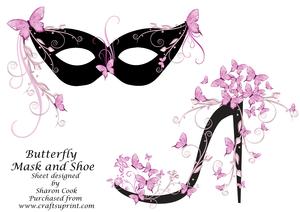 Pink Butterfly Mask and Shoe