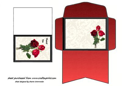 Mini Card & Envelope Thank You Roses(2.5x3.5in)