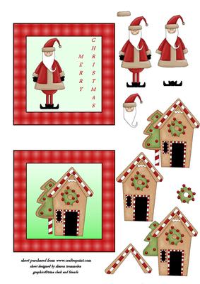 Santa and Ginger Bread House Toppers Sheet