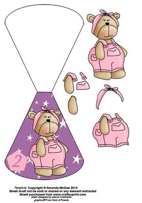 Age 2 Girl Teddy Wobble Card