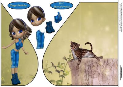Little Girl with Cat Tear Drop Sheet