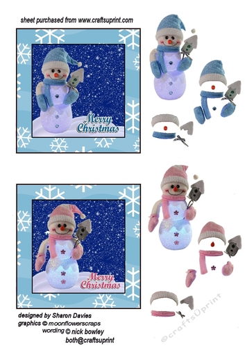 boy and girl snowmen toppers sheet