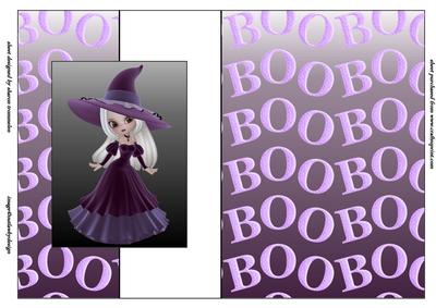 Halloween Witch in Purple Fold Back