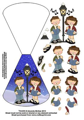 Carol Singers Wobble Card Sheet