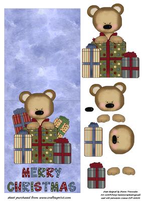 Merry Christmas Teddy Bear Over the Edge