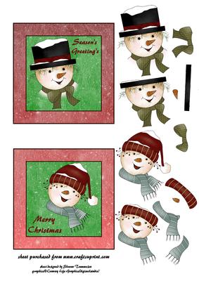 Cheeky Snowmen Toppers Sheet