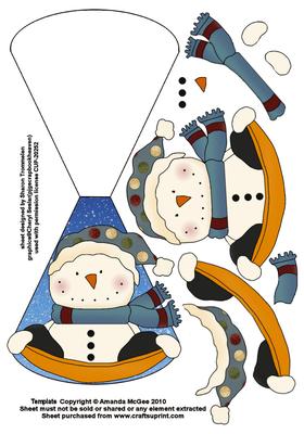 Sledging Snowman Wobble Card Sheet