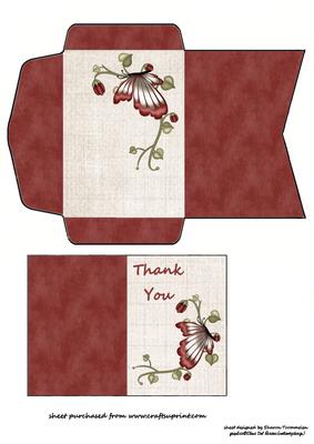 Thank You Butterfly 2.5x3.5inch Card & Envelope