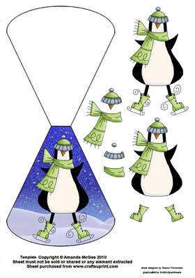 Penguin Skater Wobble Card Sheet