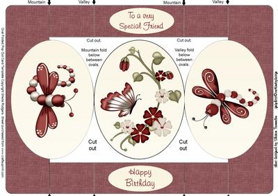 Butterfly Oval Folded Pop Out Card