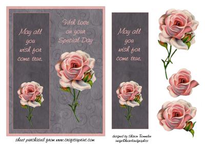 Pink Roses Step by Step with Matching Bookmark