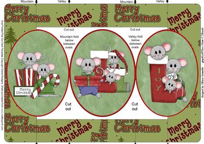 Chiristmas Mice Oval Folded Pop Out Card