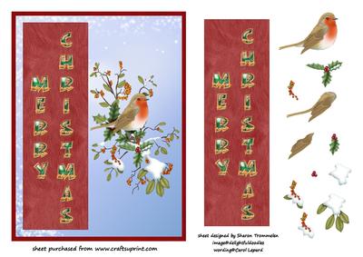 Merry Christmas Robin Step by Step with Bookmark