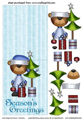 Christmas Teddy Over the Edge Sheet