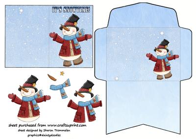 Mini Snowman Card & Envelope(2.5 X3.5inch)