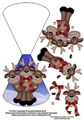 Cheeky Reindeer Wobble Card Sheet