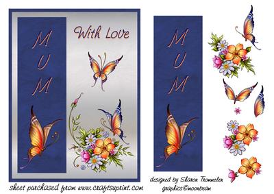 With Love Mum Butterflies Step by Step with Bookmark