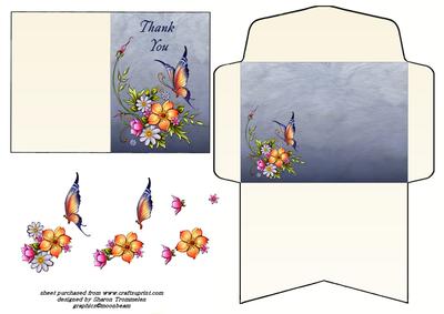 Mini Thank You Butterfly and Flowers