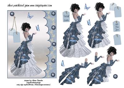 Lady and Butterfly Step by Step