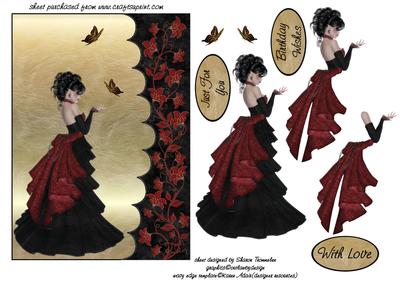Elegant Lady on Gold Step by Step
