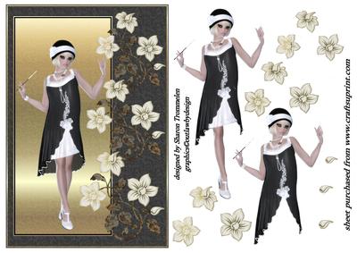Vintage Lady and Flowers Step by Step