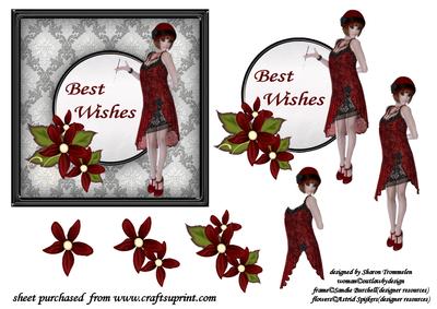 Best Wishes Woman and Flowers Step by Step