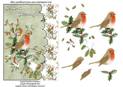Christmas Robin Wavy Edge Step by Step