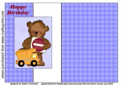 Happy Birthday Teddy Fold Back Sheet