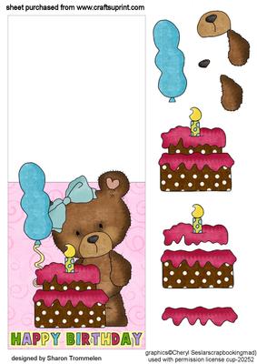 Girl Birthday Teddy Bear Over the Edge