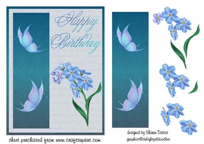 Birthday Flowers and Butterflies with Book Mark Step by Step