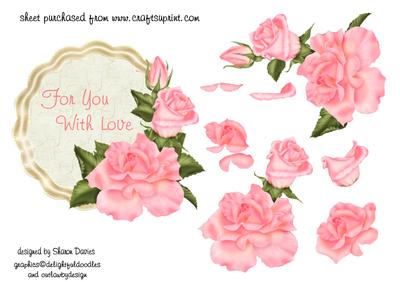 For You with Love Pink Roses Step by Step