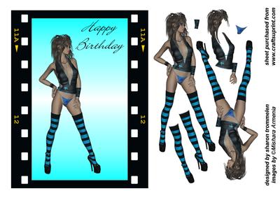 Sexy Lady in Film Strip Step by Step