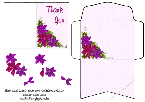 thank you flowers mini card and envelope