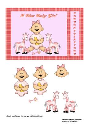 New Baby Girl Step by Step Card Front