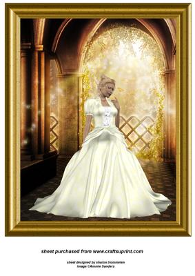 Beautiful Bride in Gold Frame Large Card Front