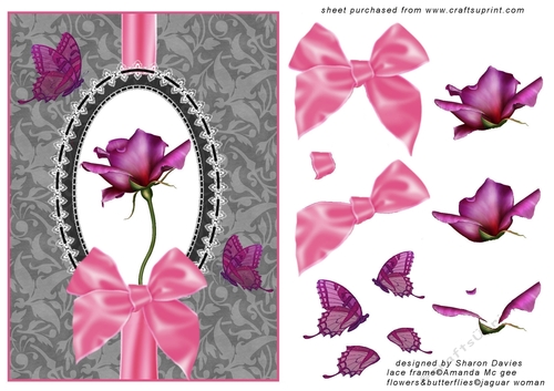 framed rose and butterflies step by step