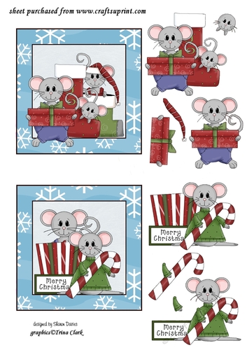 merry christmas mice toppers sheet