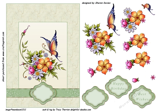 butterfly and flowers step by step