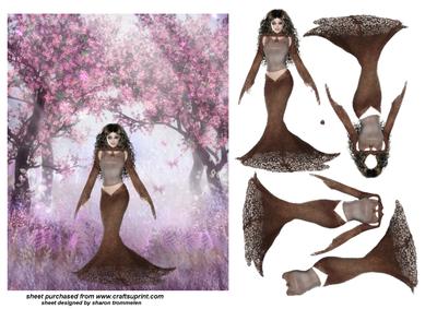 Lady in Brown in Enchanted Garden Step by Step